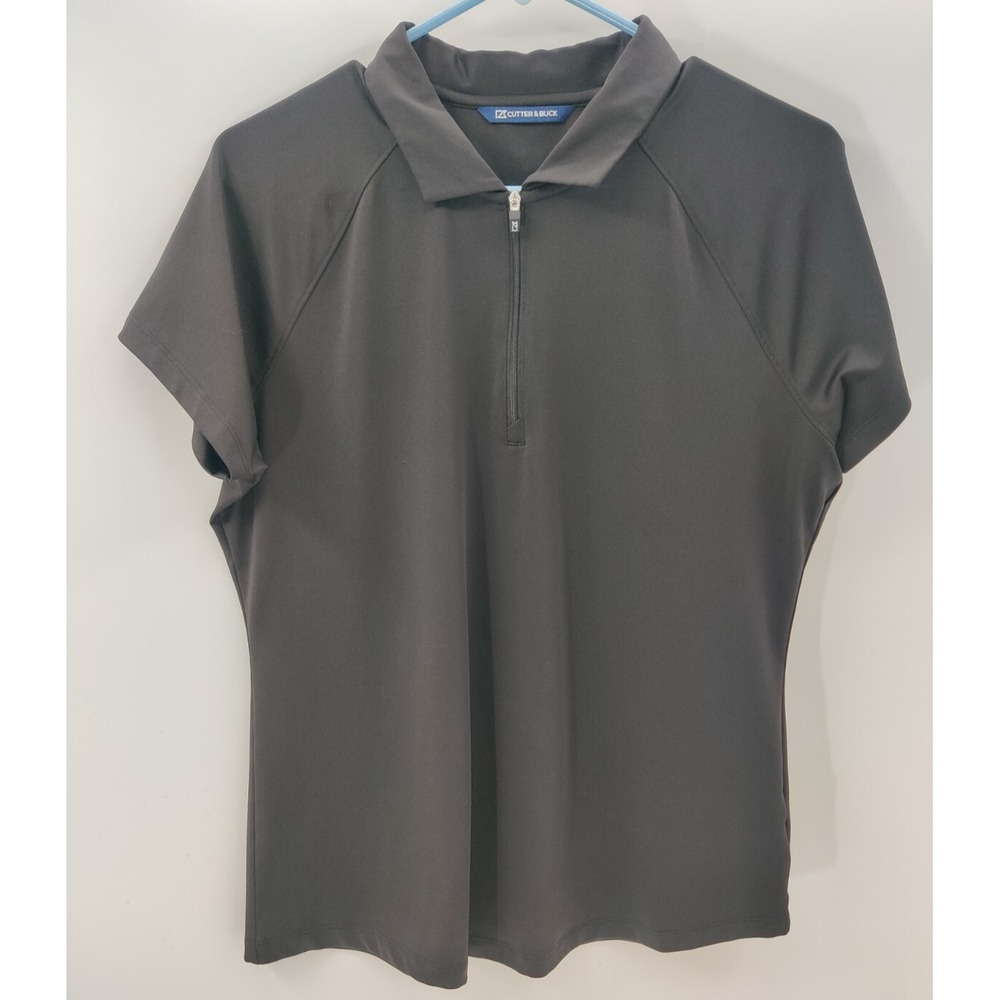 Cutter & Buck Womens Gray Quarter Zip Performance Golf Polo Shirt Size Large